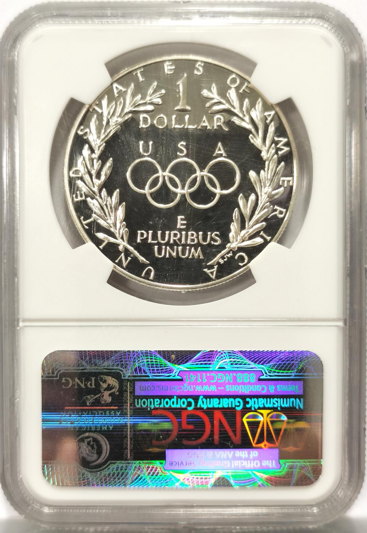 博洋堂世界钱币拍卖第115期（全场包邮） NGC PF69UC 1988美国汉城奥运精制银币一元，镜面状态，币面干净漂亮