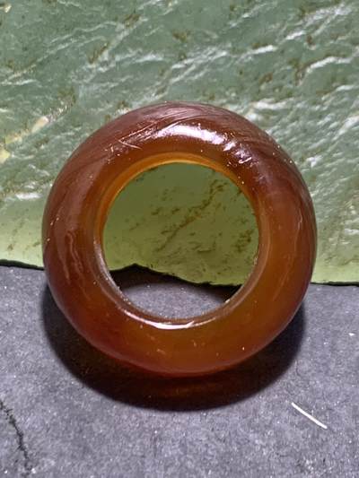 精美高玉化缠丝玛瑙天眼风化纹玛瑙跑环（卡环）一个 - 精美高玉化缠丝玛瑙天眼风化纹玛瑙跑环（卡环）一个