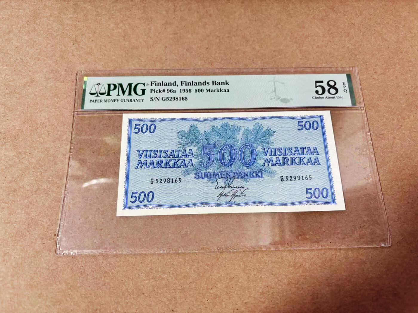 【Blue Auction】世界纸币精拍第635期【精】——16级TOP拍卖/信誉/品质/专业/高效💫 【无47】芬兰 1956年500马克高值 PMG58EPQ 原票