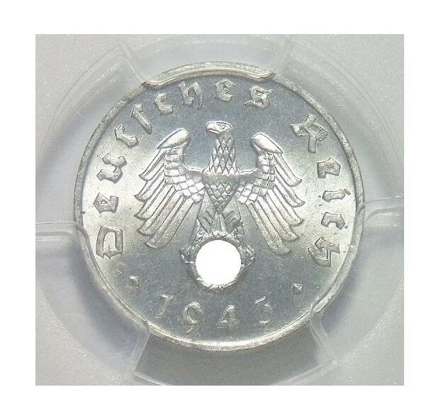 PCGS MS64 德国第三帝国1943年F版1芬尼 难得开卷原光