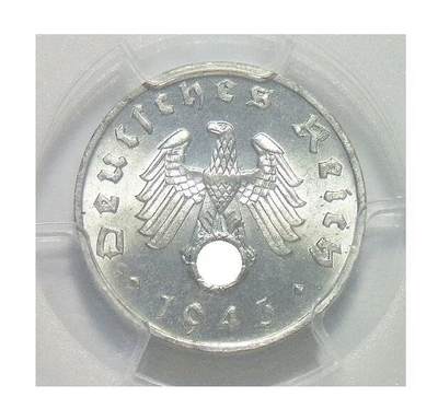 PCGS MS64 德国第三帝国1943年F版1芬尼 难得开卷原光 - PCGS MS64 德国第三帝国1943年F版1芬尼 难得开卷原光