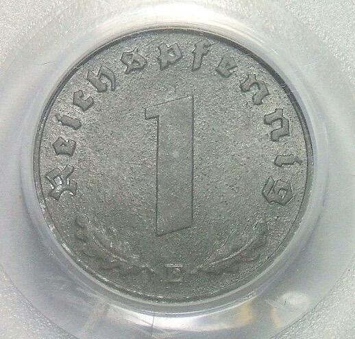 PCGS MS64 德国第三帝国1943年E版1芬尼 难得开卷原光