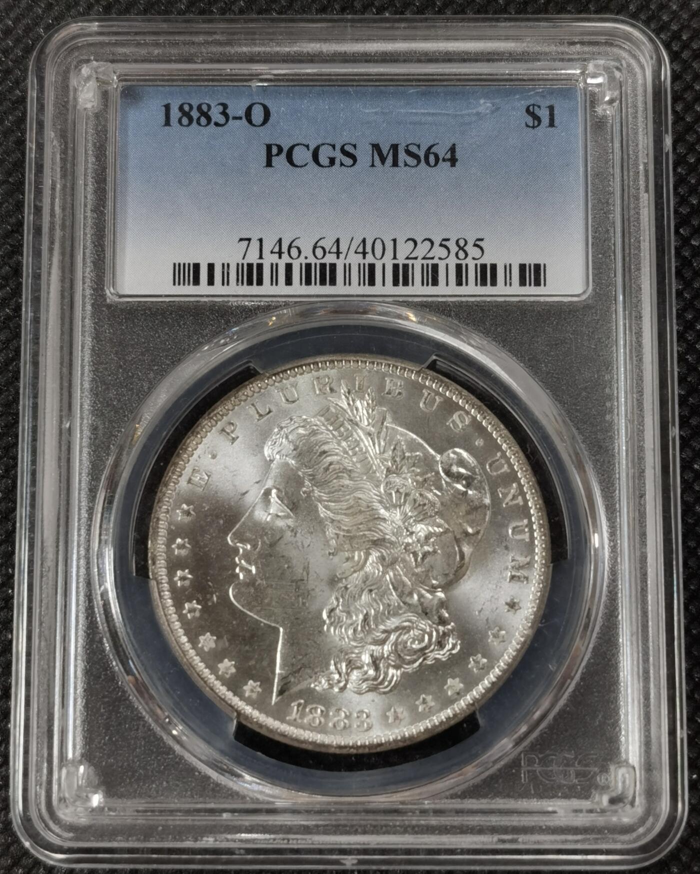 甄臻铺-世界钱币拍卖（第9期）新铺开张，欢迎捧场 PCGS-MS64 1883年O版美国摩根银币，镜面质感