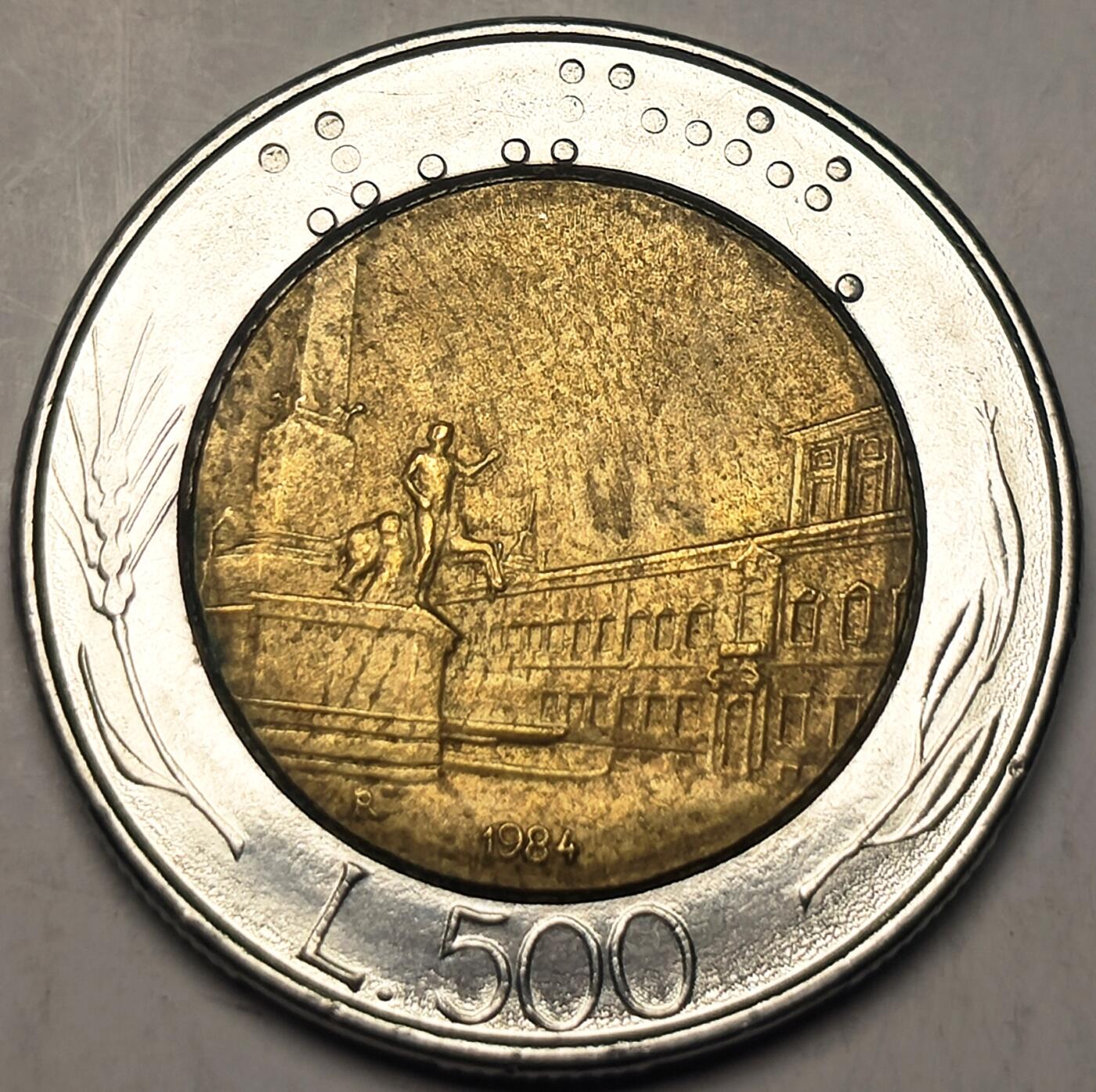 泉币菌-第10场-中外散币乐园 意大利 500里拉 双色纪念币