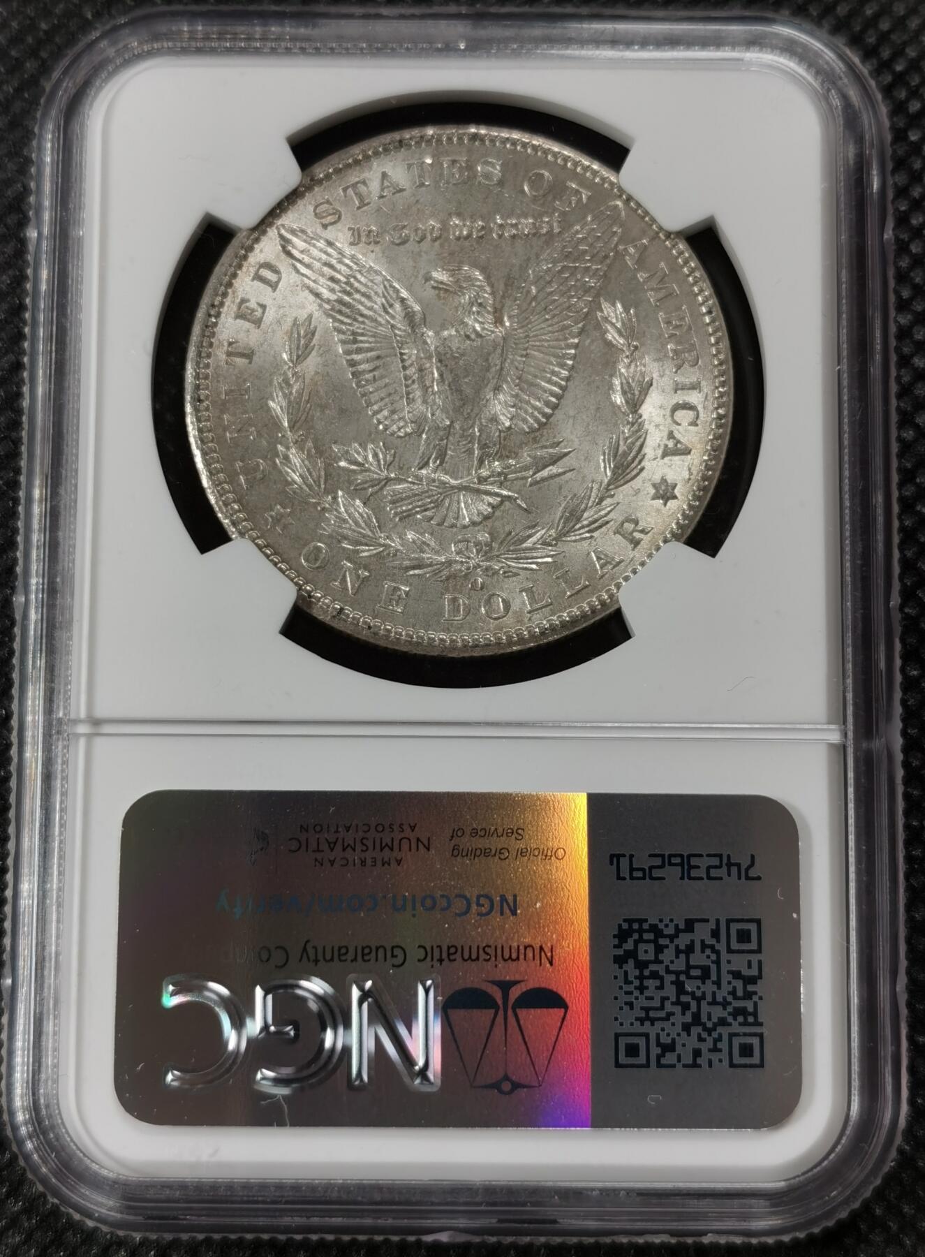甄臻铺-世界钱币拍卖（第9期）新铺开张，欢迎捧场 NGC-MS63 1902年O版美国摩根银币，强转光，少年份