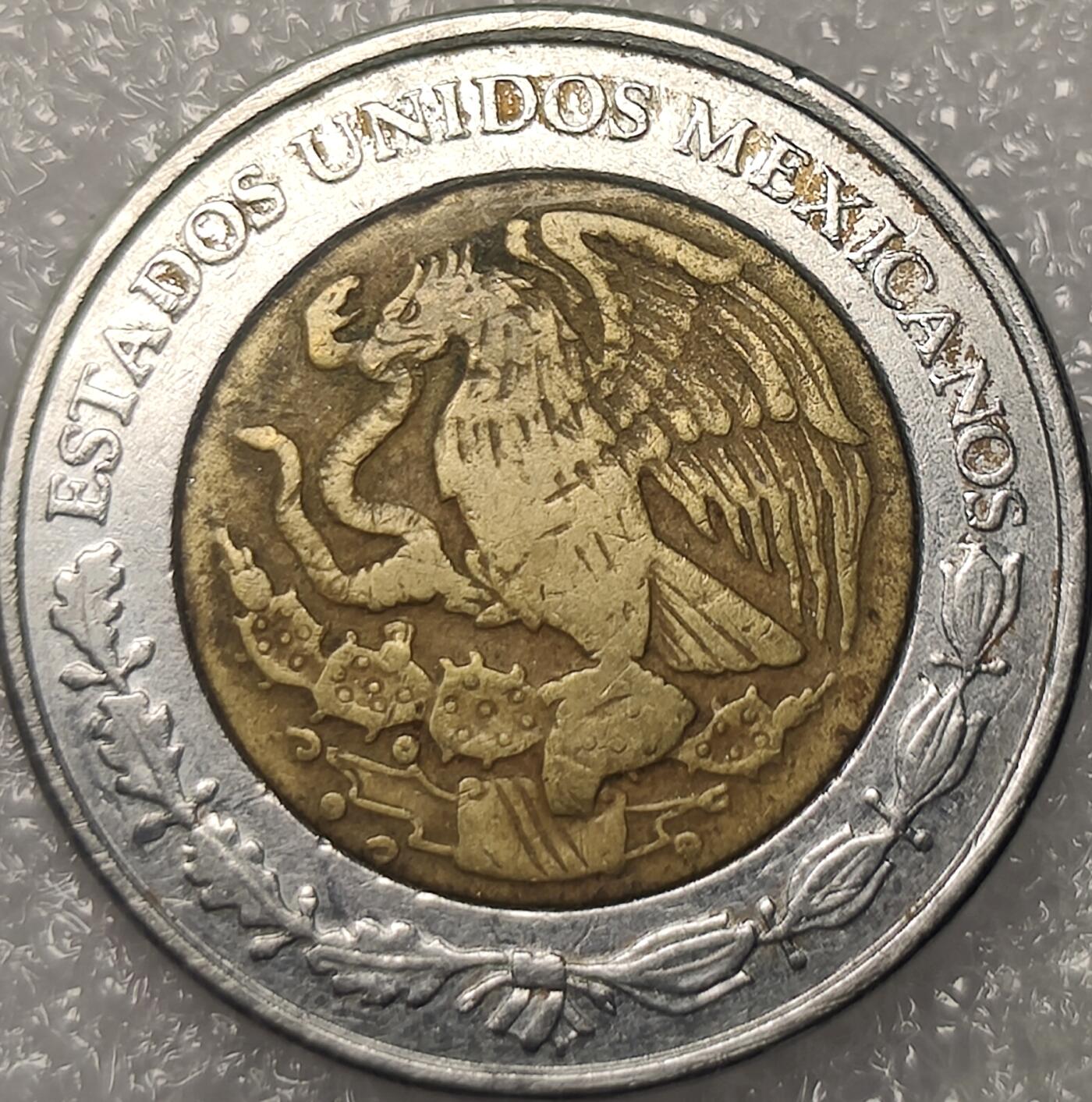 泉币菌-第11场-中外散币乐园 墨西哥1比索双色币 🦅叼蛇