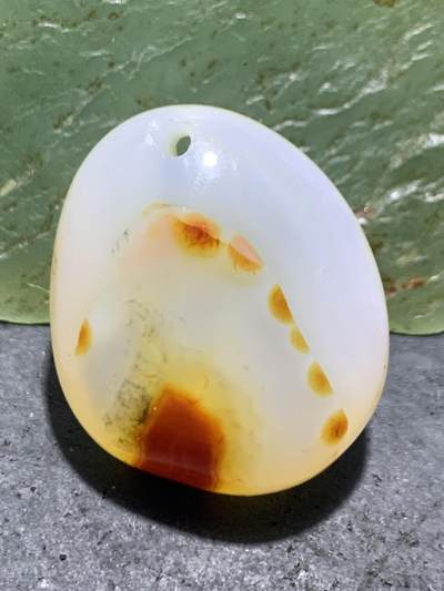 放福利！精美冰透高玉化朱砂点缠丝玛瑙原石吊坠一块 放福利！精美冰透高玉化朱砂点缠丝玛瑙原石吊坠一块