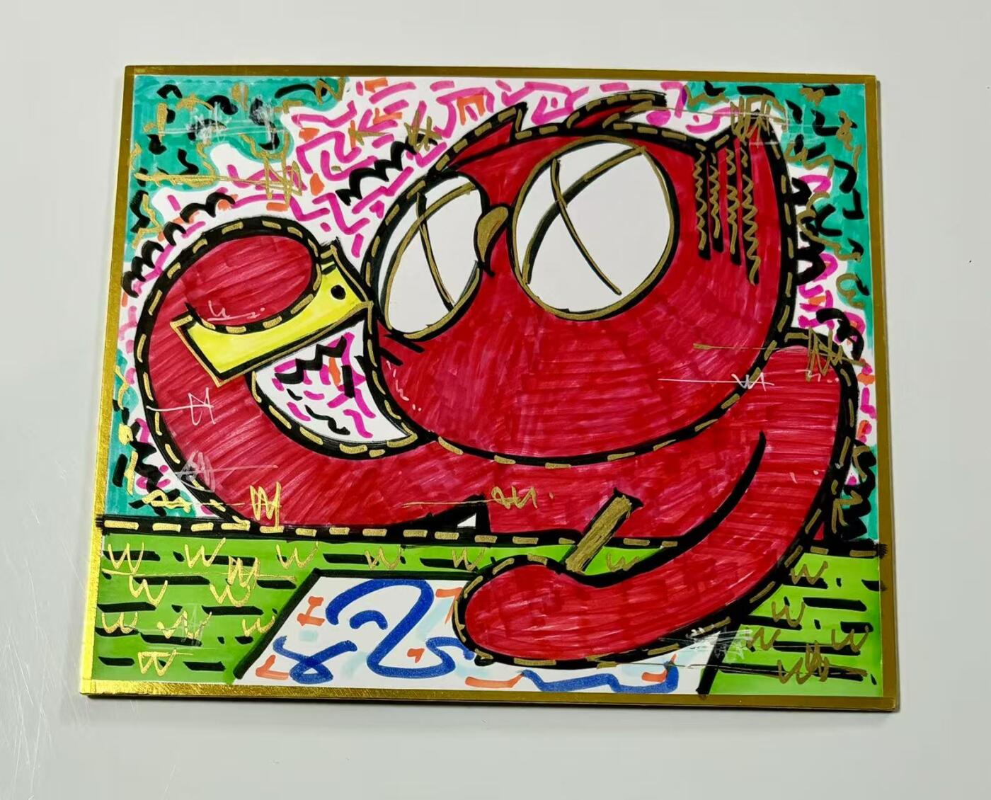 零元拍：歪歪亲笔签名原画色卡，尺寸：21/18厘米，不是复制画哦
