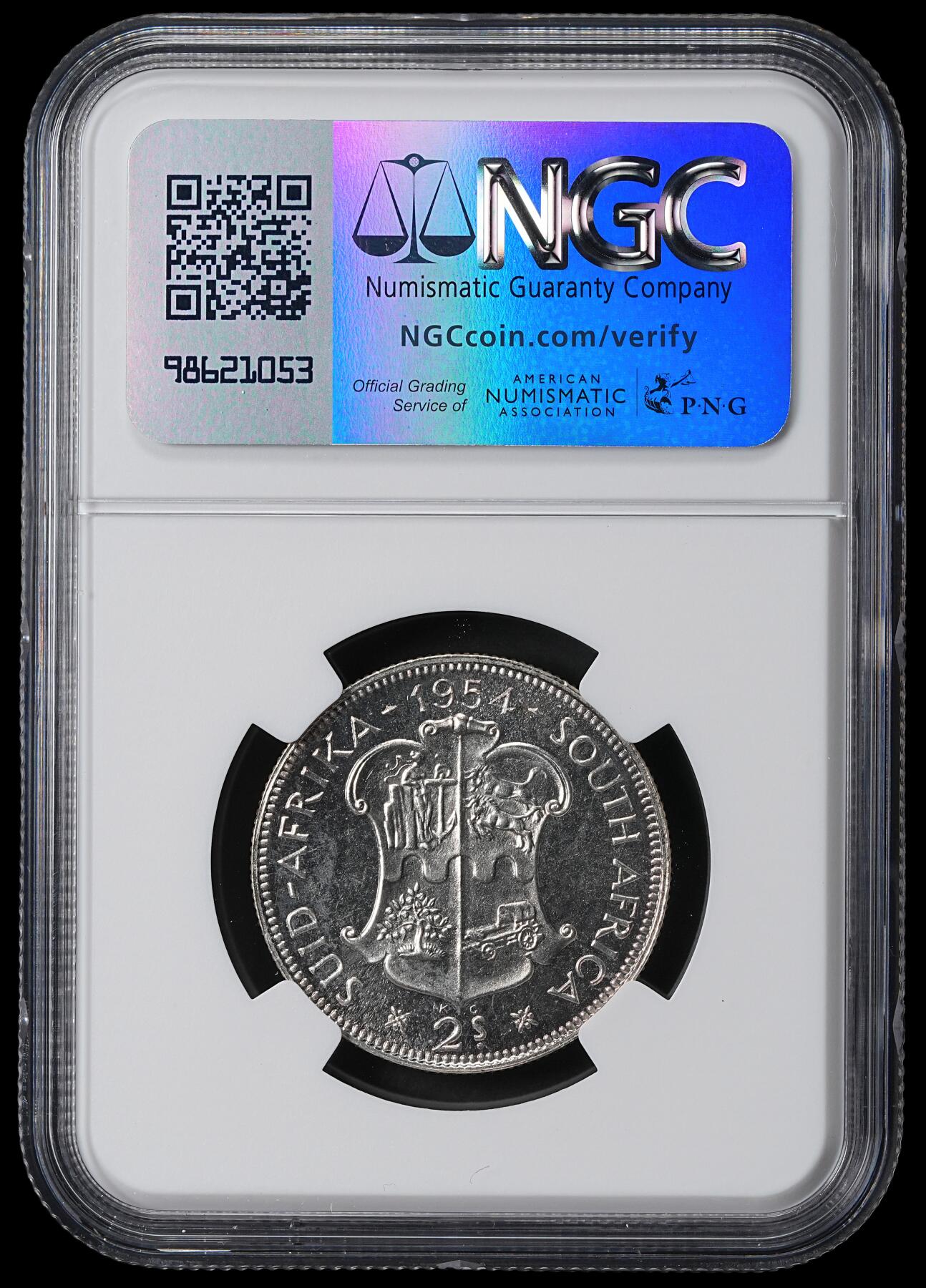 修遠堂世界钱币第六十二期 NGC PF65 1954年南非2先令精制银币 仅铸造3150枚