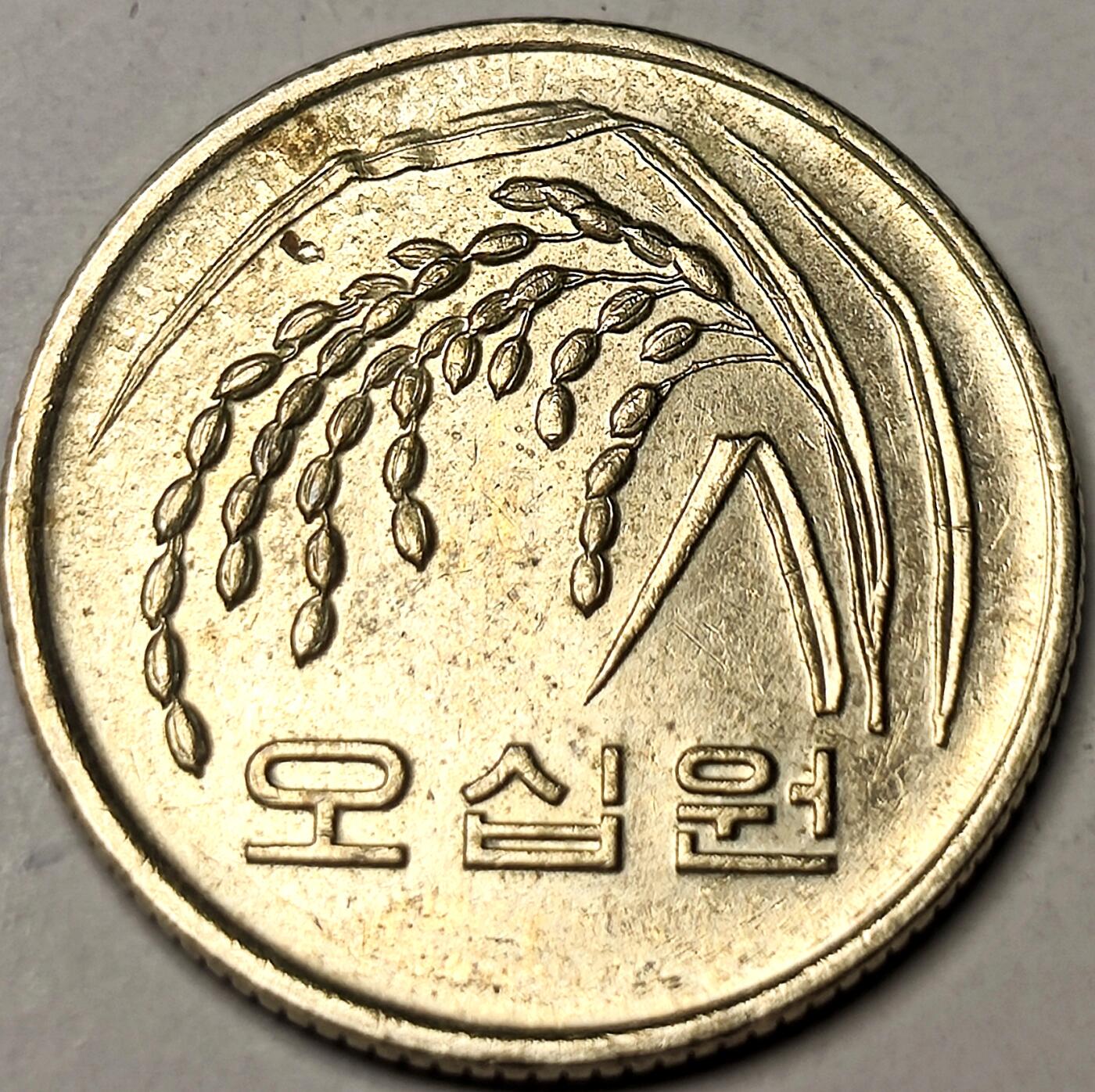 泉币菌-第11场-中外散币乐园 光品 南韩 2000年 FAO粮农纪念币 稻穗50元