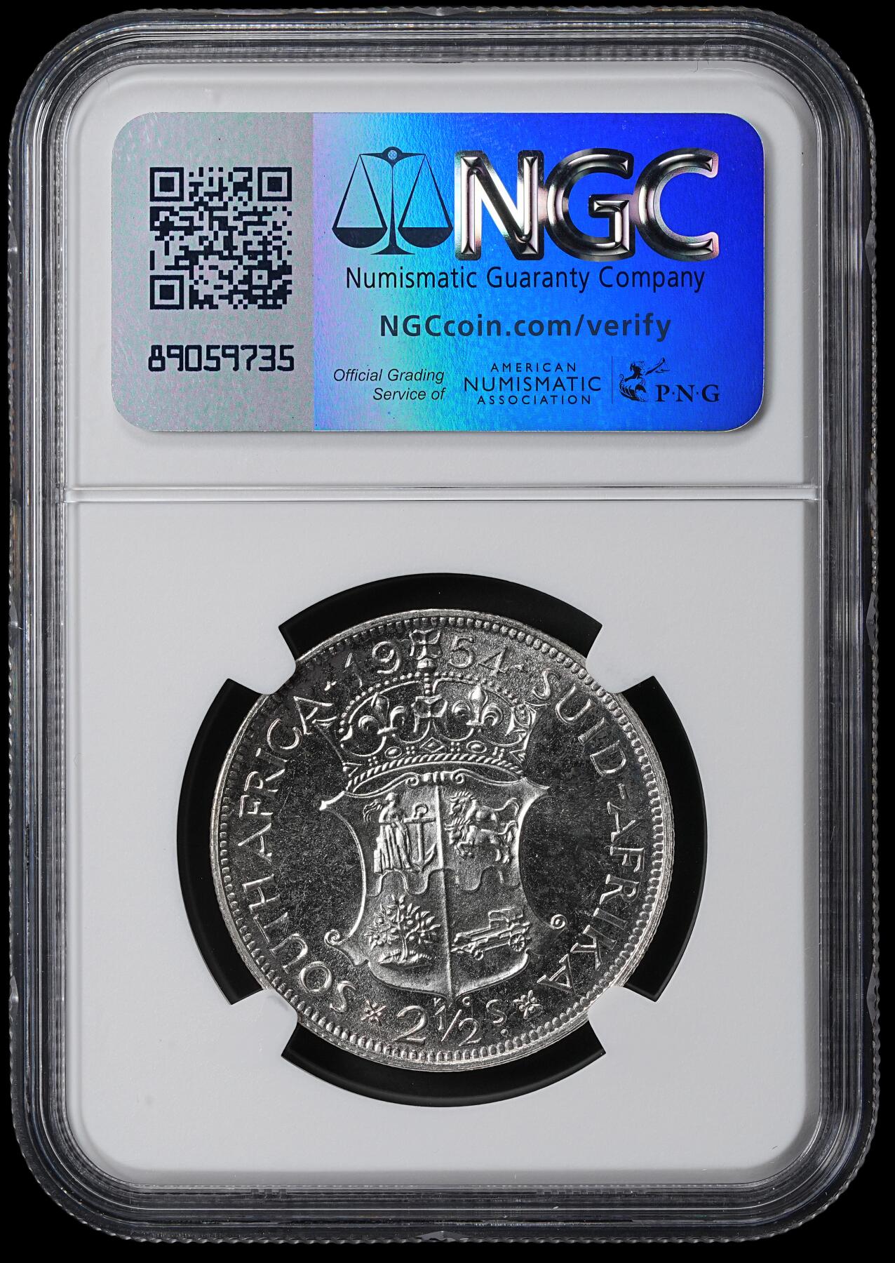 修遠堂世界钱币第六十二期 NGC PF66 1954年南非2.5先令精制银币 仅铸造3150枚