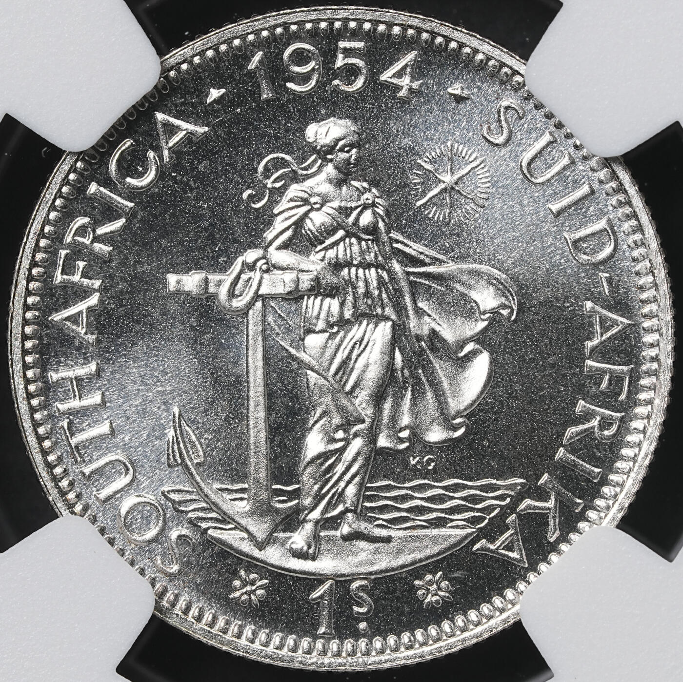 修遠堂世界钱币第六十二期 NGC PF67 1954年南非1先令精制银币 仅铸造3150枚