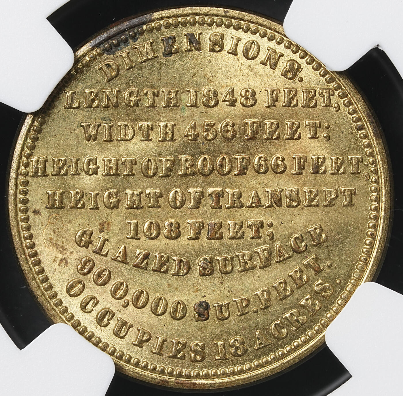 修遠堂世界钱币第六十二期 NGC MS65 1851年伦敦世界博览会纪念章 水晶宫图案 唯一冠军分