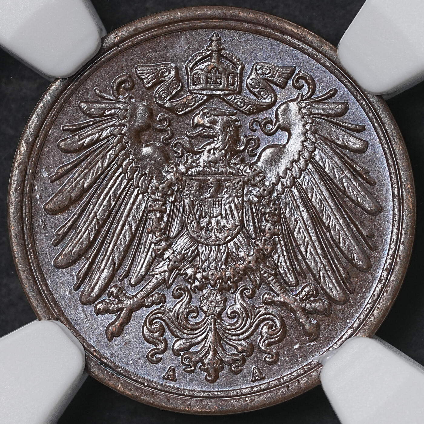 修遠堂世界钱币第六十二期 NGC MS62BN 1912年德国1芬尼铜币 A厂铭