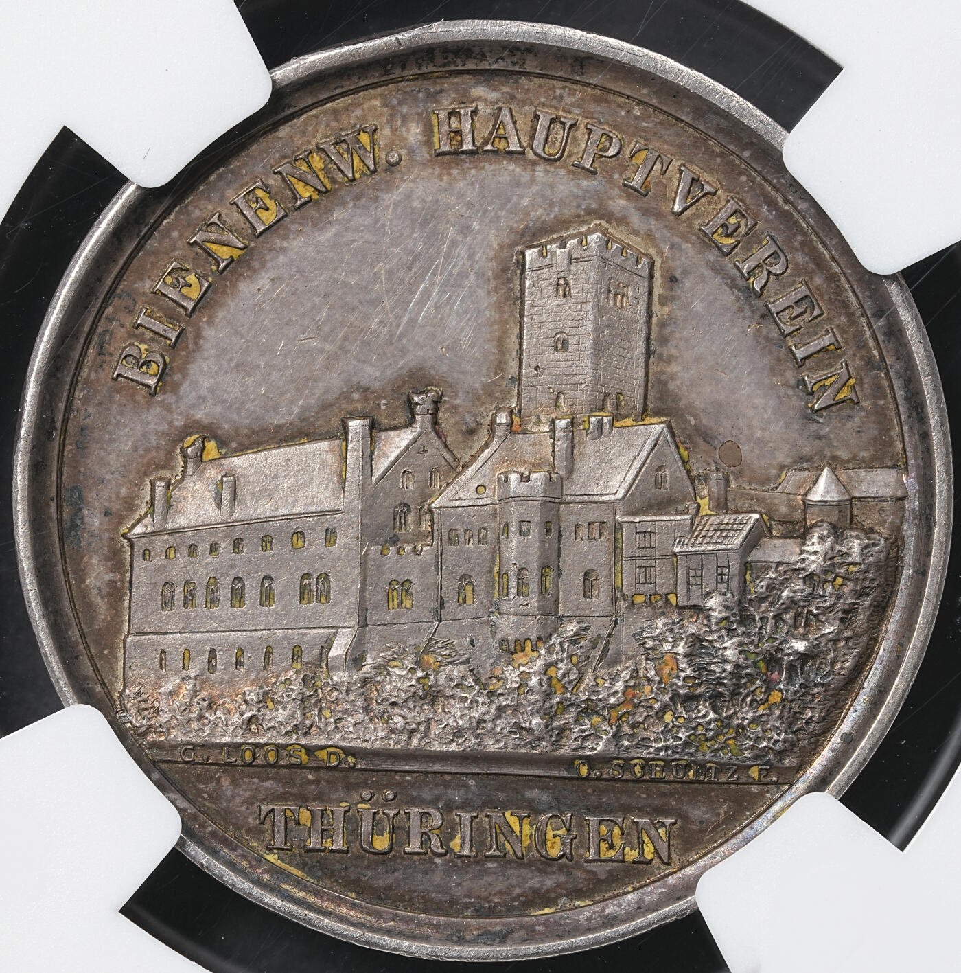 修遠堂世界钱币第六十二期 NGC MS62 19世纪初德国养蜂业银章 五彩 名家LOOS作品