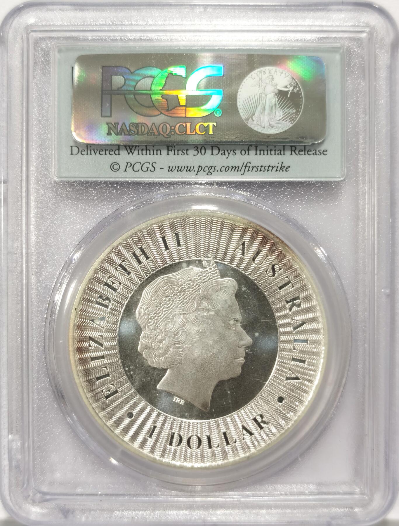 博洋堂世界钱币拍卖第115期（全场包邮） PCGS MS69 澳大利亚1$2016年袋鼠1oz银币 珀斯厂 初打标签 币面有一定硫化氧化痕（2016年左右各国投资银币通病）无金盾老盒 盒角有磕裂