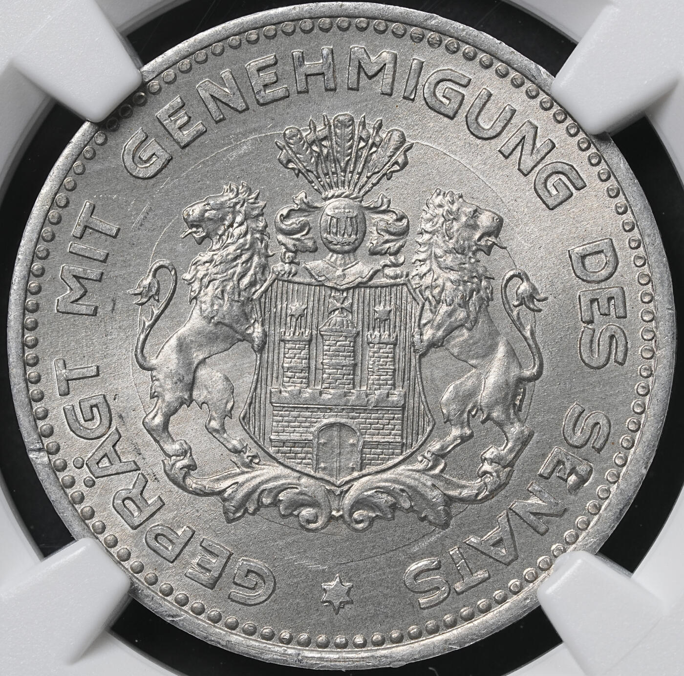 修遠堂世界钱币第六十二期 NGC MS65 1923年德国紧急时期汉堡100万马克铝币