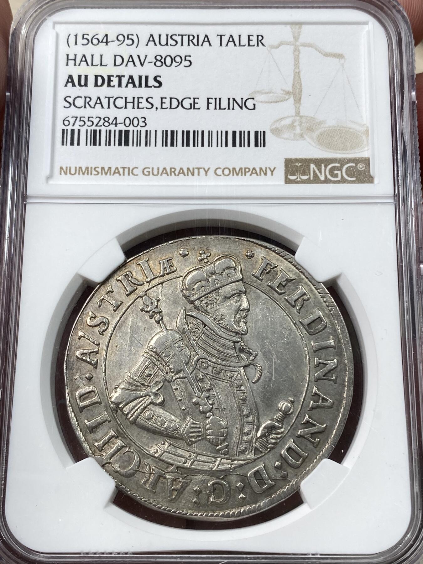 万国钱币拍卖第043期 NGC AUD 16世纪神圣罗马帝国斐迪南大公泰勒 哈尔厂铸造 打制相当不错的一枚