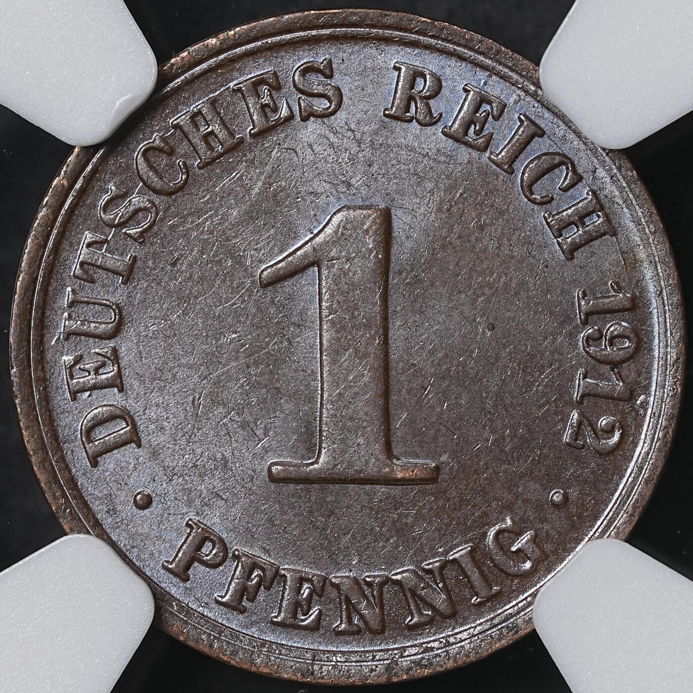 修遠堂世界钱币第六十二期 NGC MS62BN 1912年德国1芬尼铜币 A厂铭