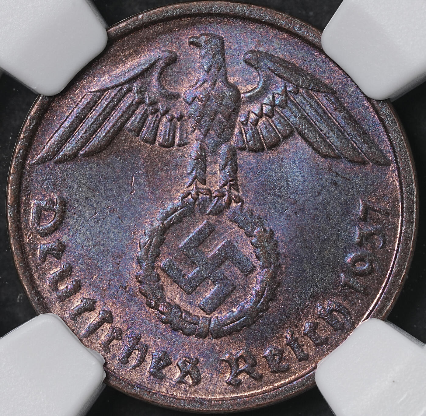修遠堂世界钱币第六十二期 NGC MS63BN 1937年德国2芬尼铜币 D厂铭