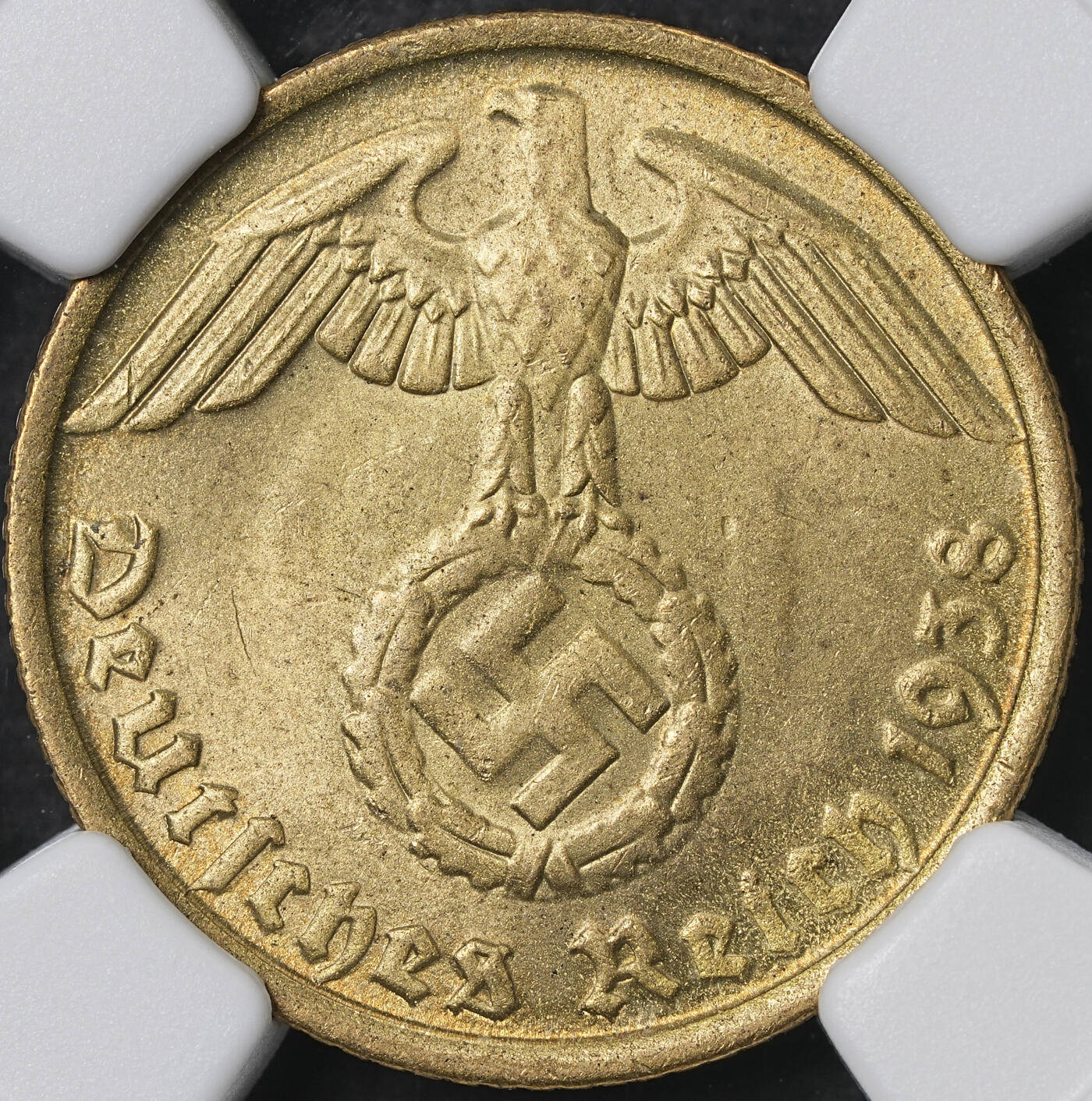 修遠堂世界钱币第六十二期 NGC MS64 1938年德国10芬尼铜币 J厂铭