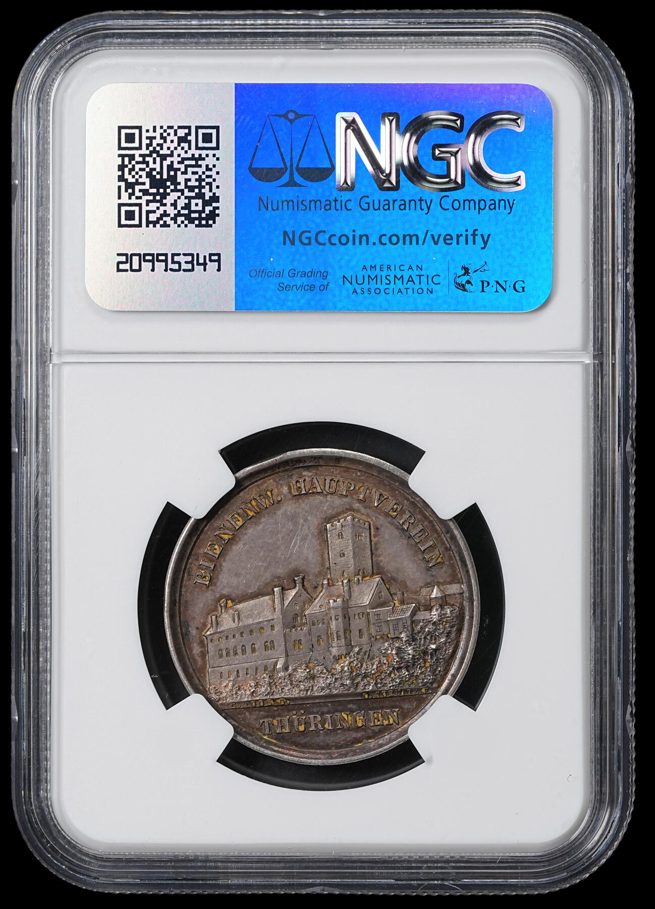 修遠堂世界钱币第六十二期 NGC MS62 19世纪初德国养蜂业银章 五彩 名家LOOS作品