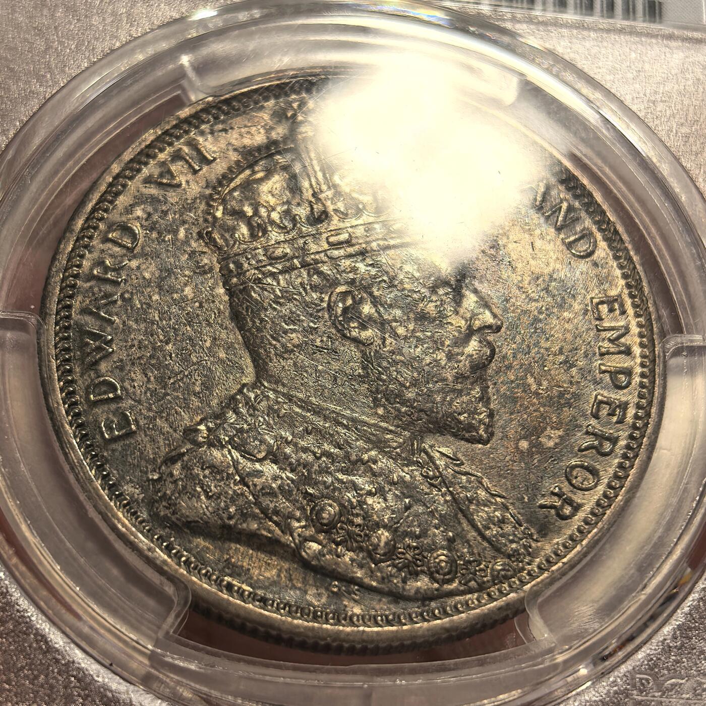 博洋堂世界钱币拍卖第115期（全场包邮） PCGS AU53 海峡殖民地1903-B爱德华七世壹圆大样 酱彩老包浆 底光柔亮