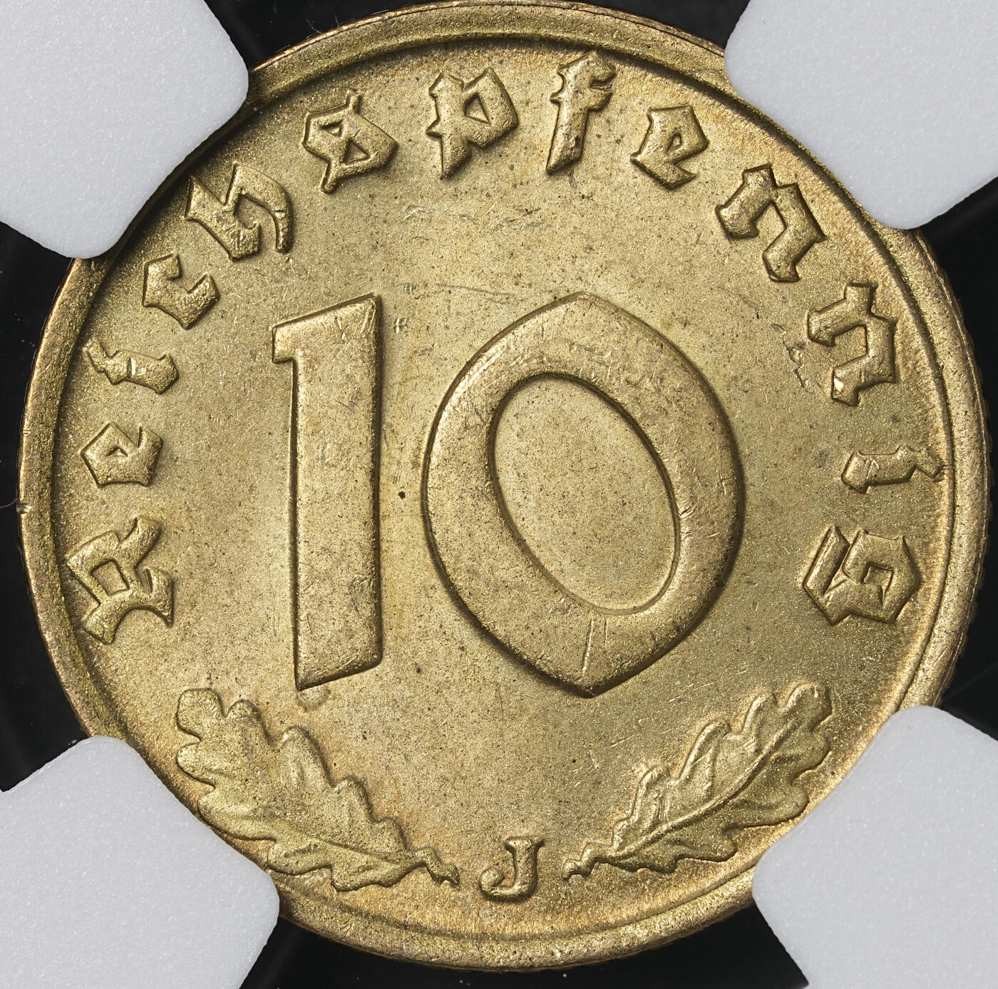 修遠堂世界钱币第六十二期 NGC MS64 1938年德国10芬尼铜币 J厂铭