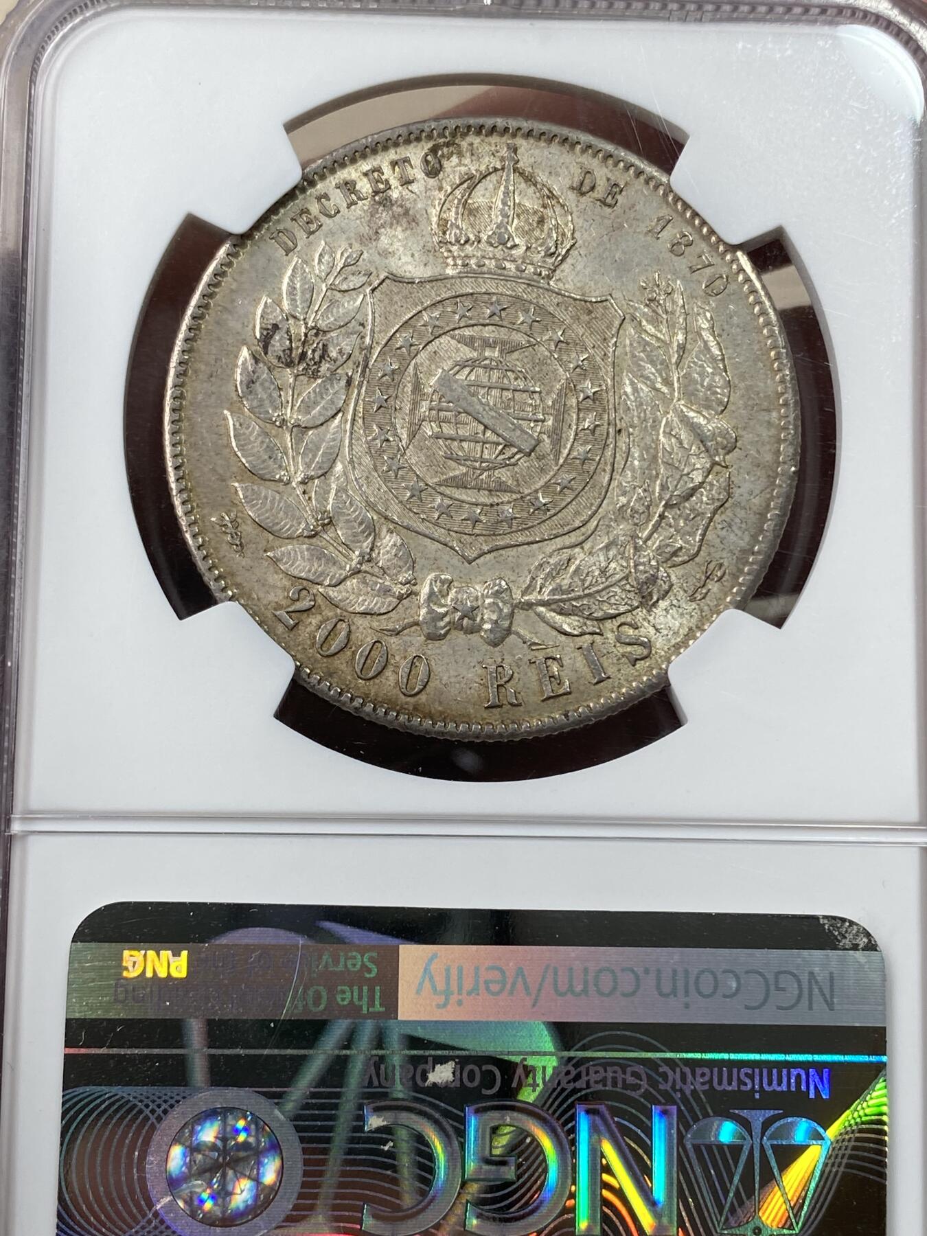 万国钱币拍卖第043期 NGC MS62 1888巴西佩德罗二世2000R 原光原味的南美大银