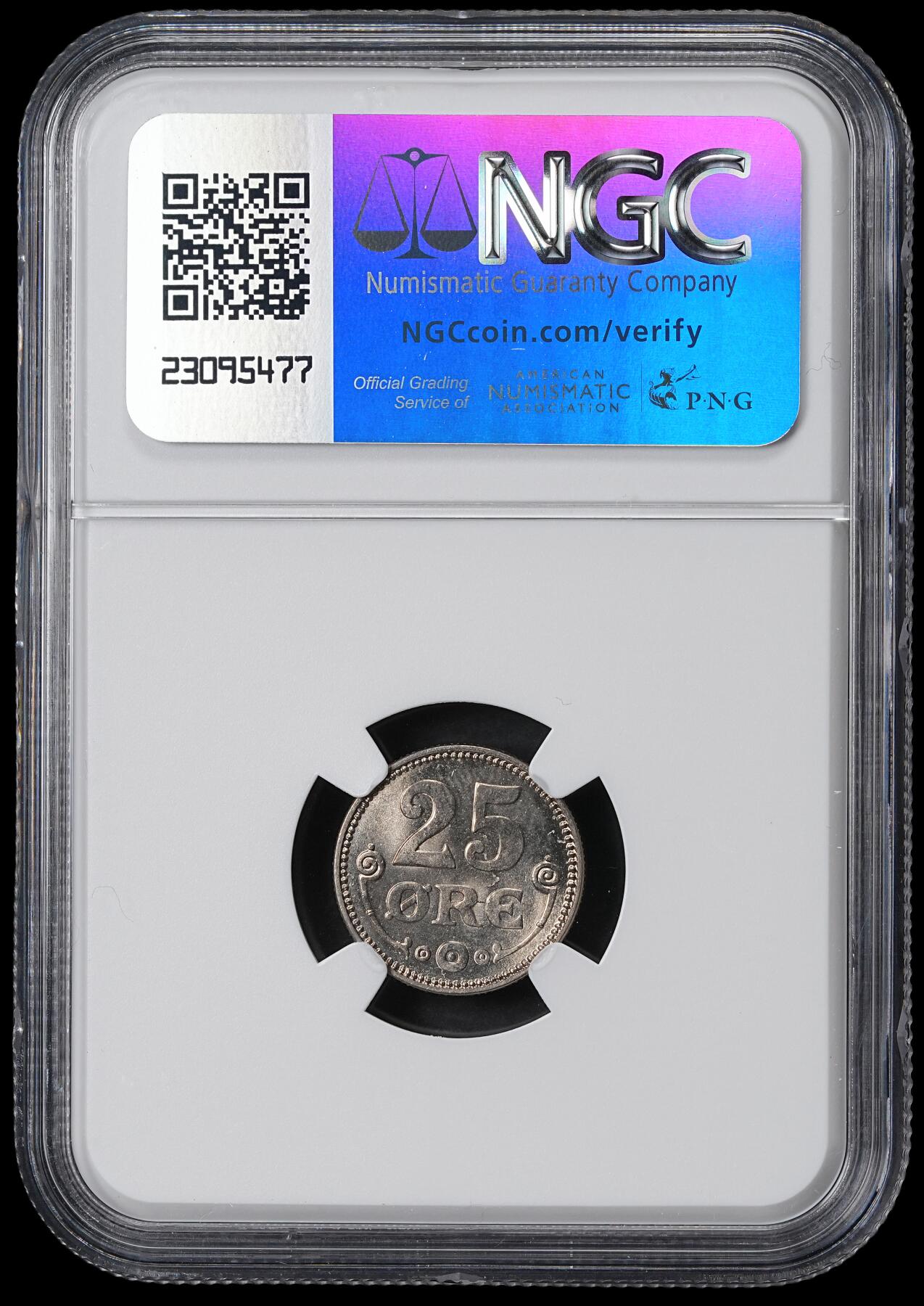修遠堂世界钱币第六十二期 NGC MS64 1920年丹麦25欧尔