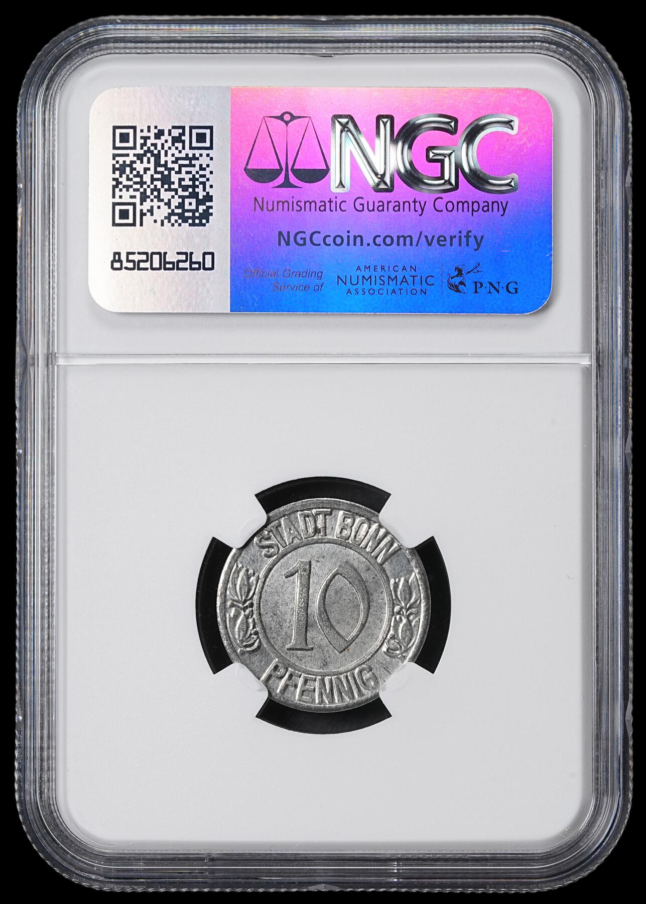 修遠堂世界钱币第六十二期 NGC MS64 1920年德国紧急时期波恩市10芬尼铁币 贝多芬头像