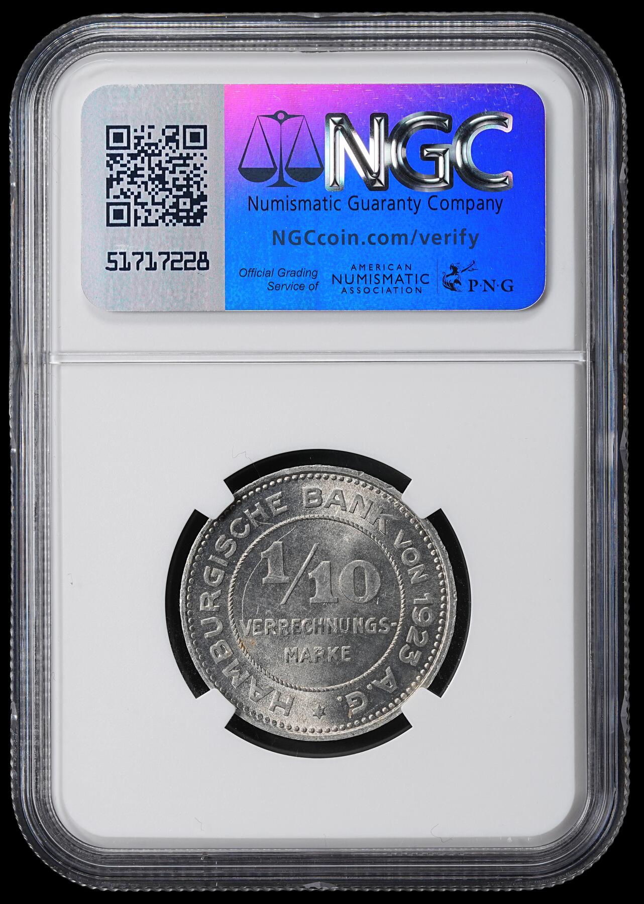 修遠堂世界钱币第六十二期 NGC MS65 1923年德国紧急时期汉堡100万马克铝币
