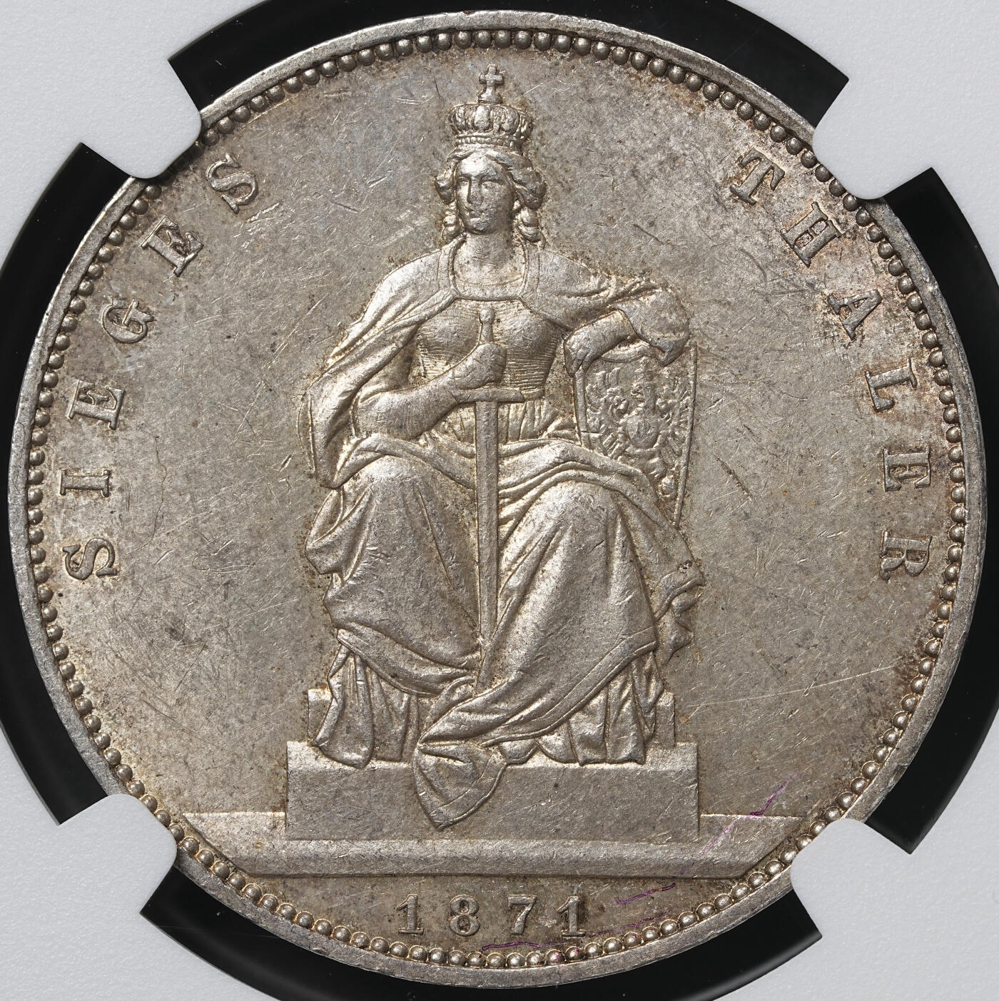 修遠堂世界钱币第六十二期 NGC MS62 1871年普鲁士-普法战争胜利1泰勒银币