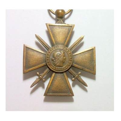 法国1916年 一战铁十字女神头像高浮雕精制大铜章 40MM - 法国1916年 一战铁十字女神头像高浮雕精制大铜章 40MM