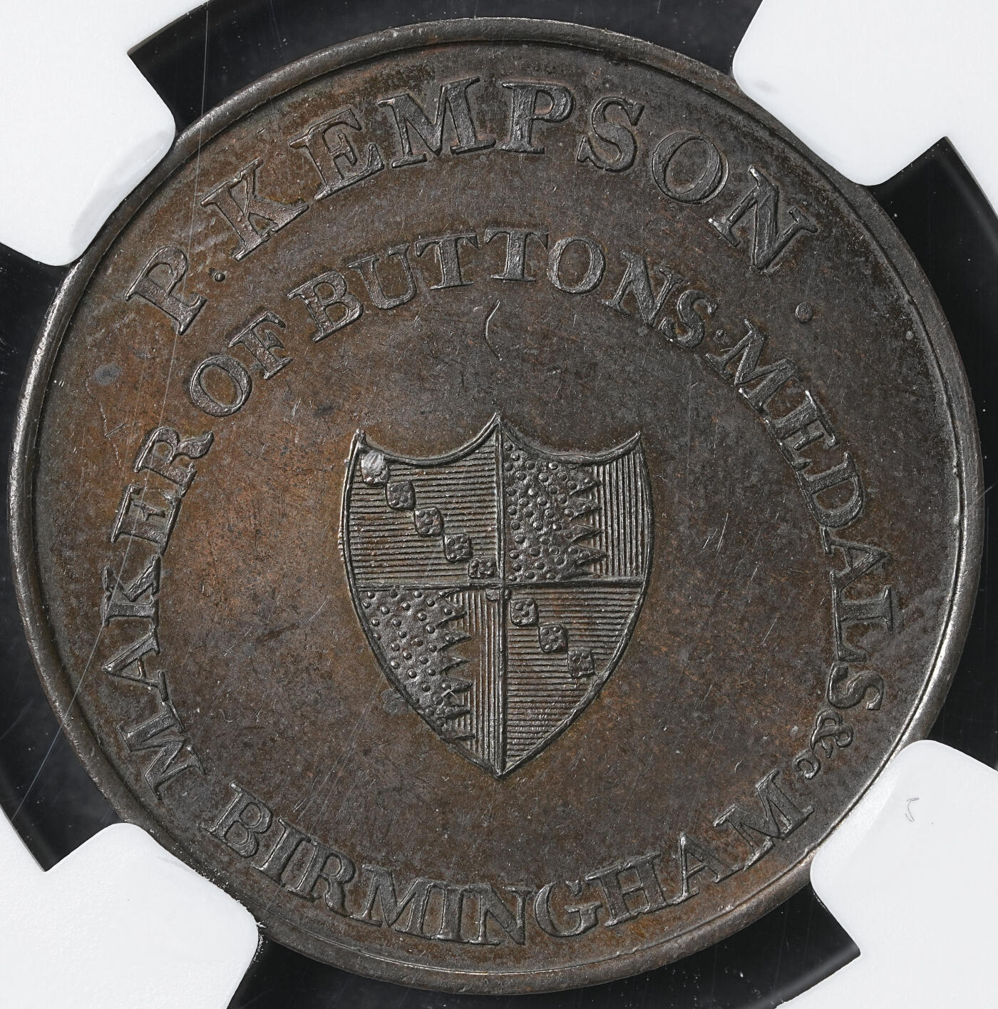 修遠堂世界钱币第六十二期 NGC MS62BN 1796年英国沃里克郡建筑系列1/2便士代用币