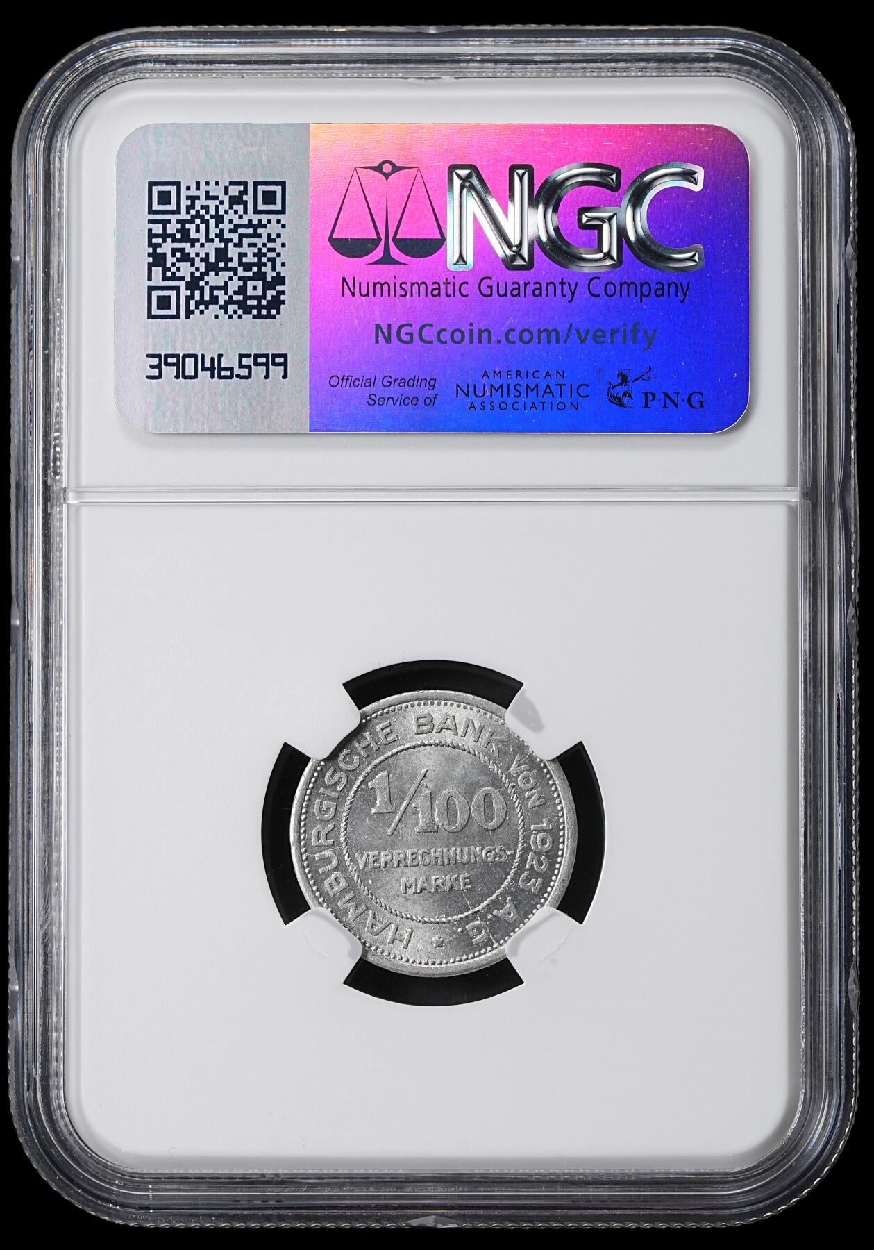 修遠堂世界钱币第六十二期 NGC MS65 1923年德国紧急时期汉堡10万马克铝币