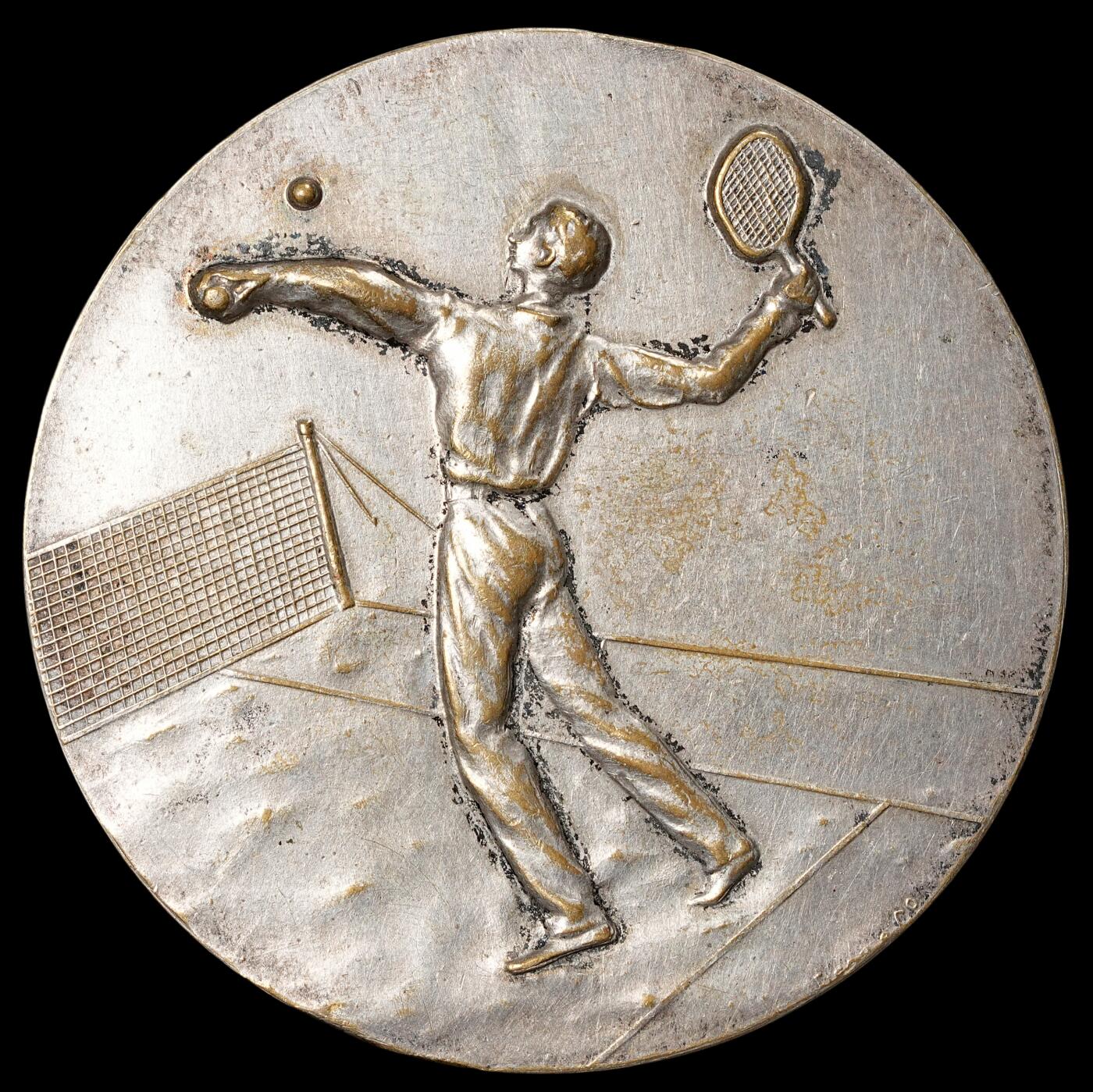 修遠堂世界钱币第六十二期 1938年比利时体育题材鎏银铜章 49mm，49g