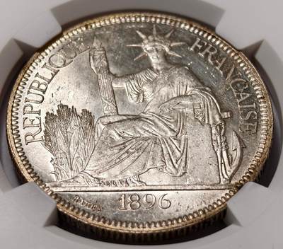 紫瑗钱币——第572期 - 法属印度支那 1896年 A版 坐洋 NGC UNC DETAIL