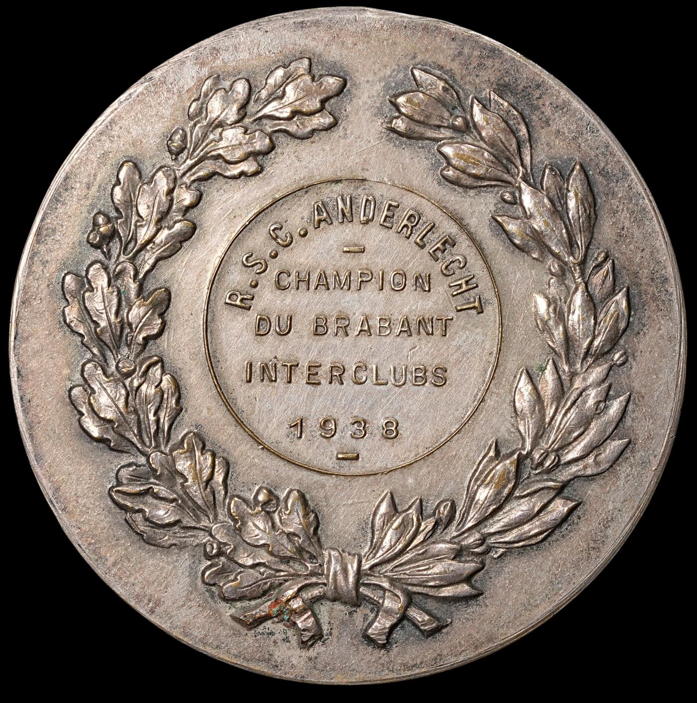 修遠堂世界钱币第六十二期 1938年比利时体育题材鎏银铜章 49mm，49g