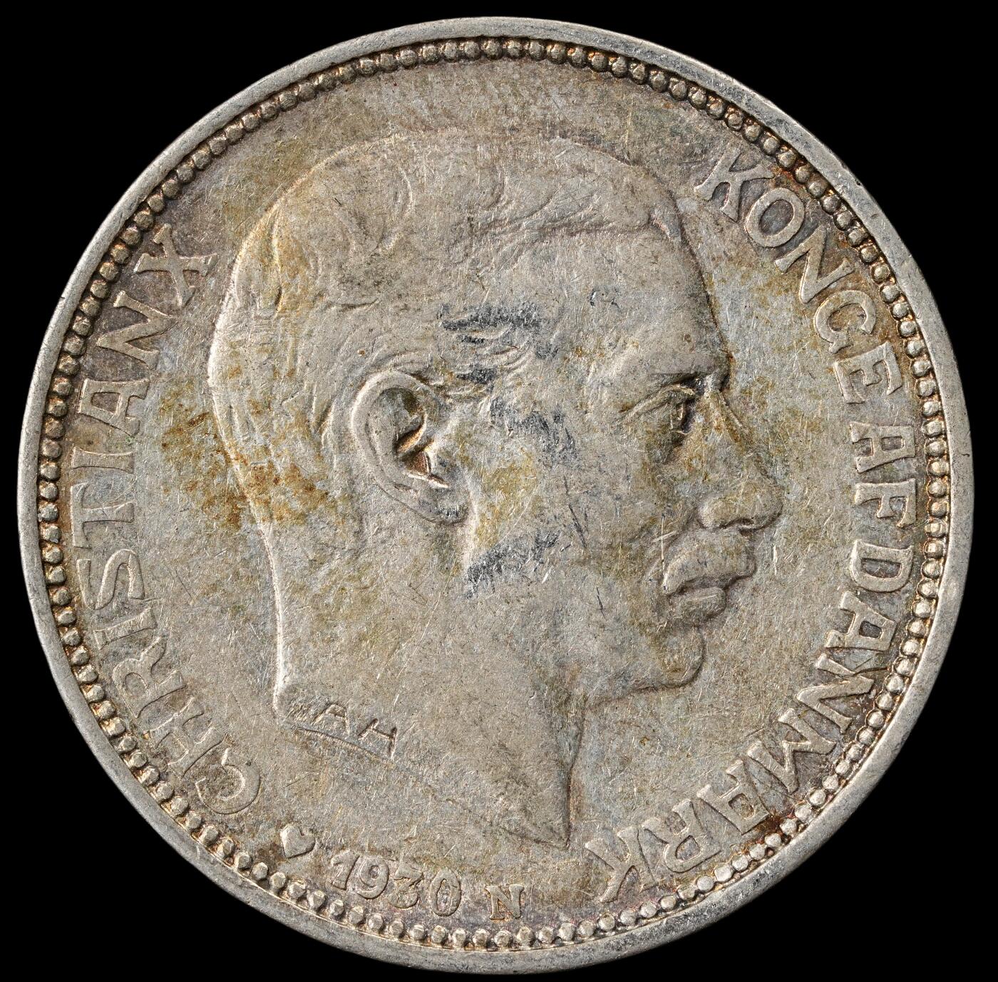 修遠堂世界钱币第六十二期 1930年丹麦国王60大寿纪念2克朗银币 15g，含银80%