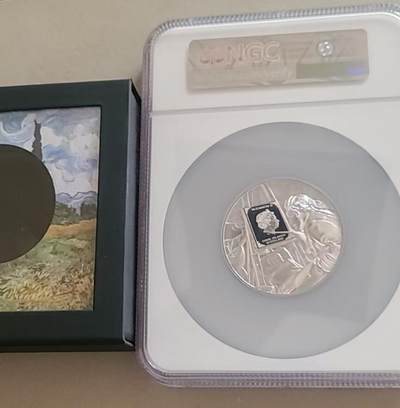 【币将精彩】世界钱币拍卖拍卖（2026-4-28） 库克2022年绘画大师第一组梵高2盎司高浮雕银币带证书包装NGC评级币