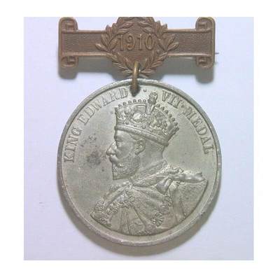英国1910年 爱德华七世高浮雕精制大合金章 带铭牌 40MM - 英国1910年 爱德华七世高浮雕精制大合金章 带铭牌 40MM