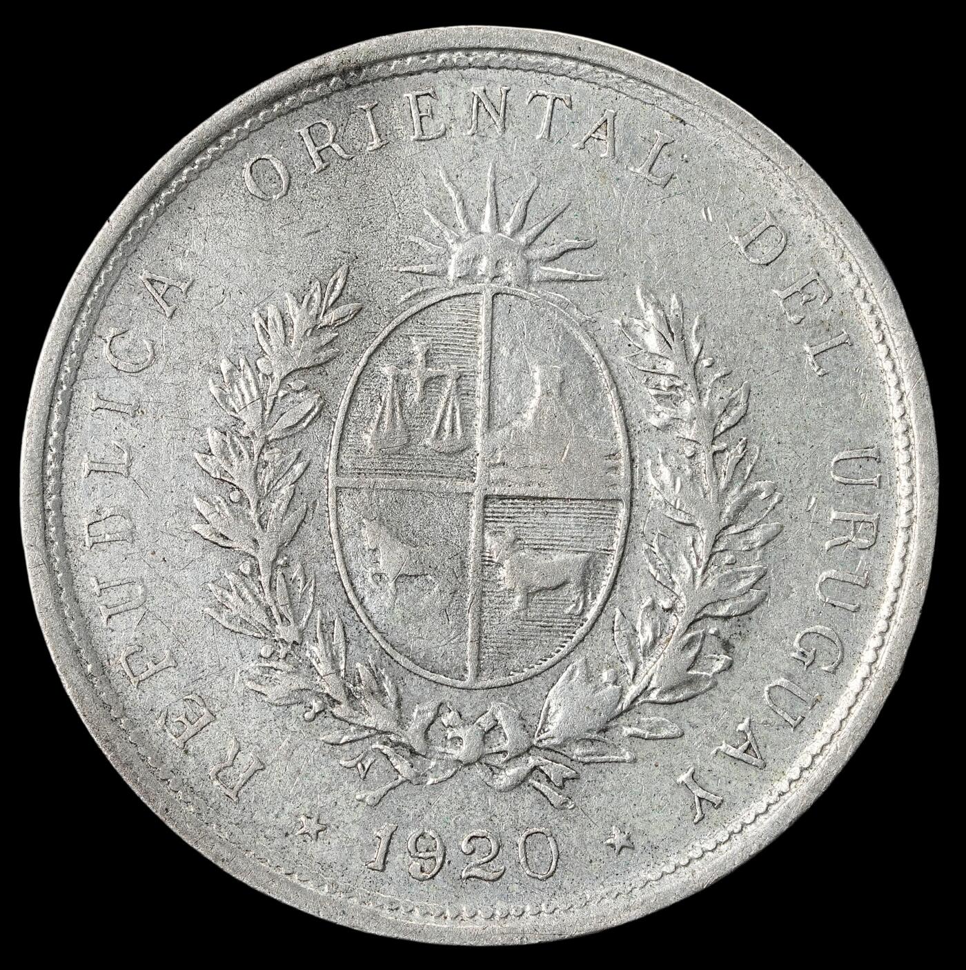 修遠堂世界钱币第六十二期 1920年乌拉圭20分银币 4.91g