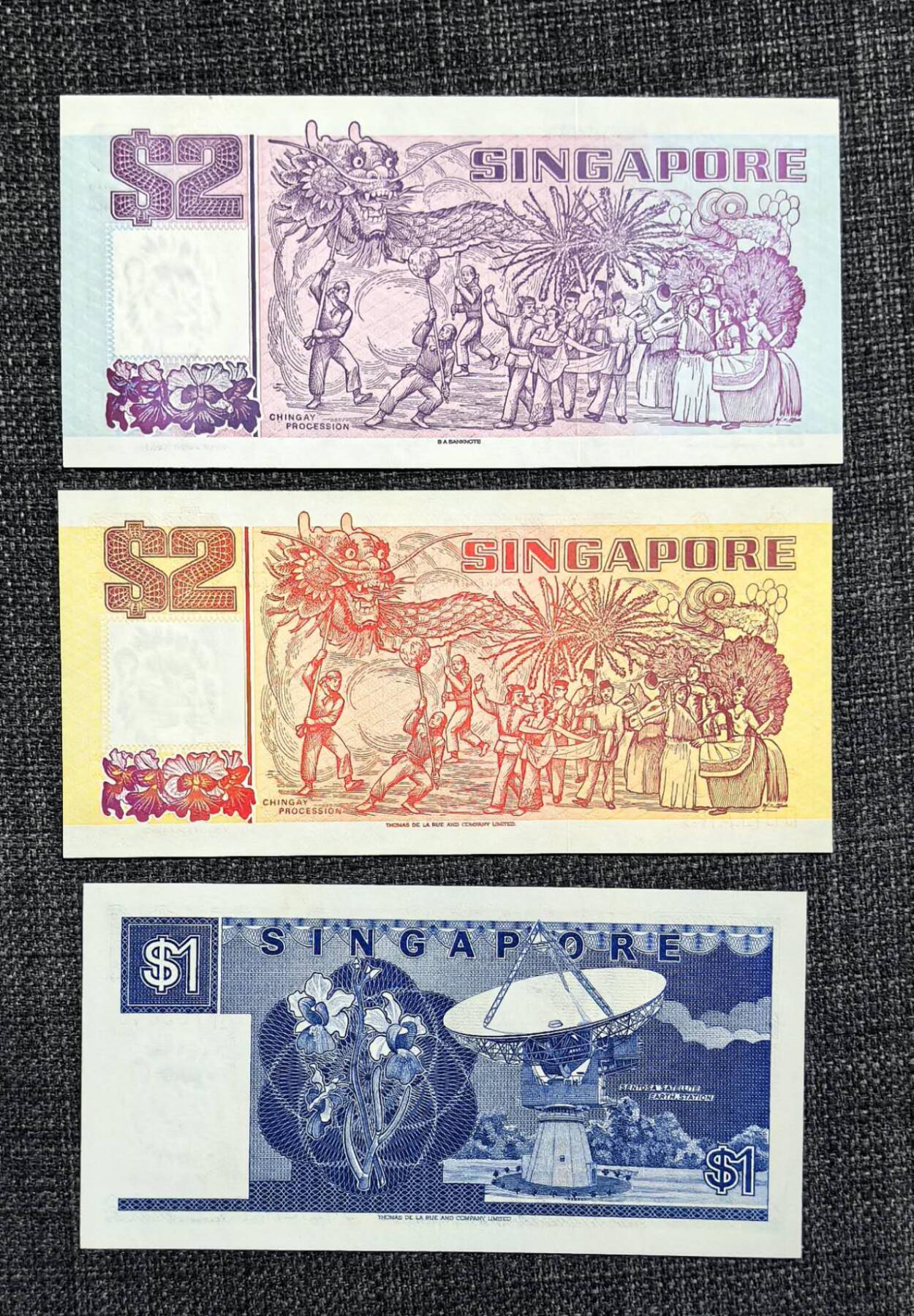 北京马甸外国币专卖第137期，外国纸币专场，陆续上拍，欢迎关注 新加坡船版3张全新