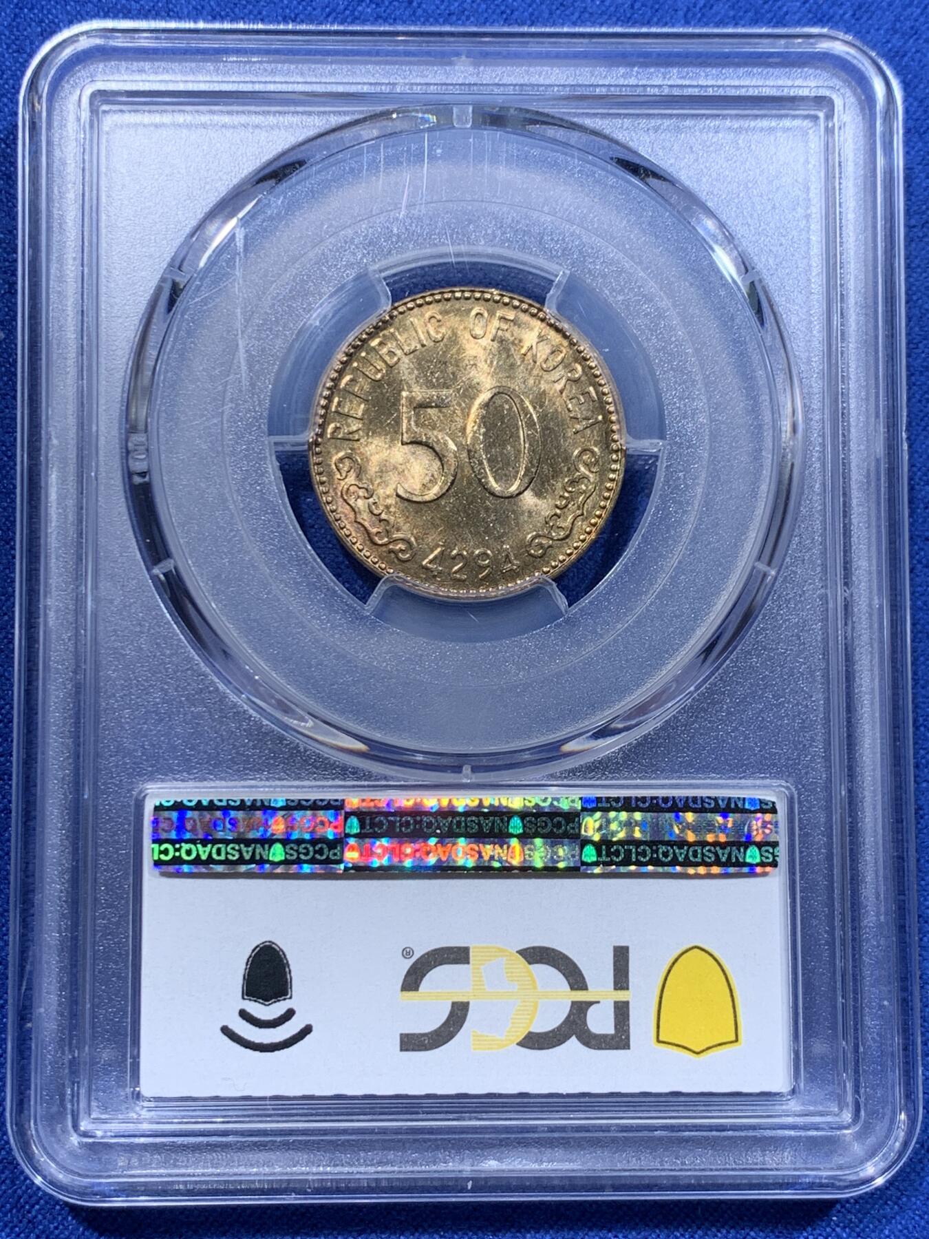 《竞宝斋》第365场 周日，周一 2场连拍 （全场包邮） PCGS MS65/64/64 韩国1959年-1961年总统李承晚 10/50/100韩元 高品难得的流通版一套三枚 其中一个亚军两个季军