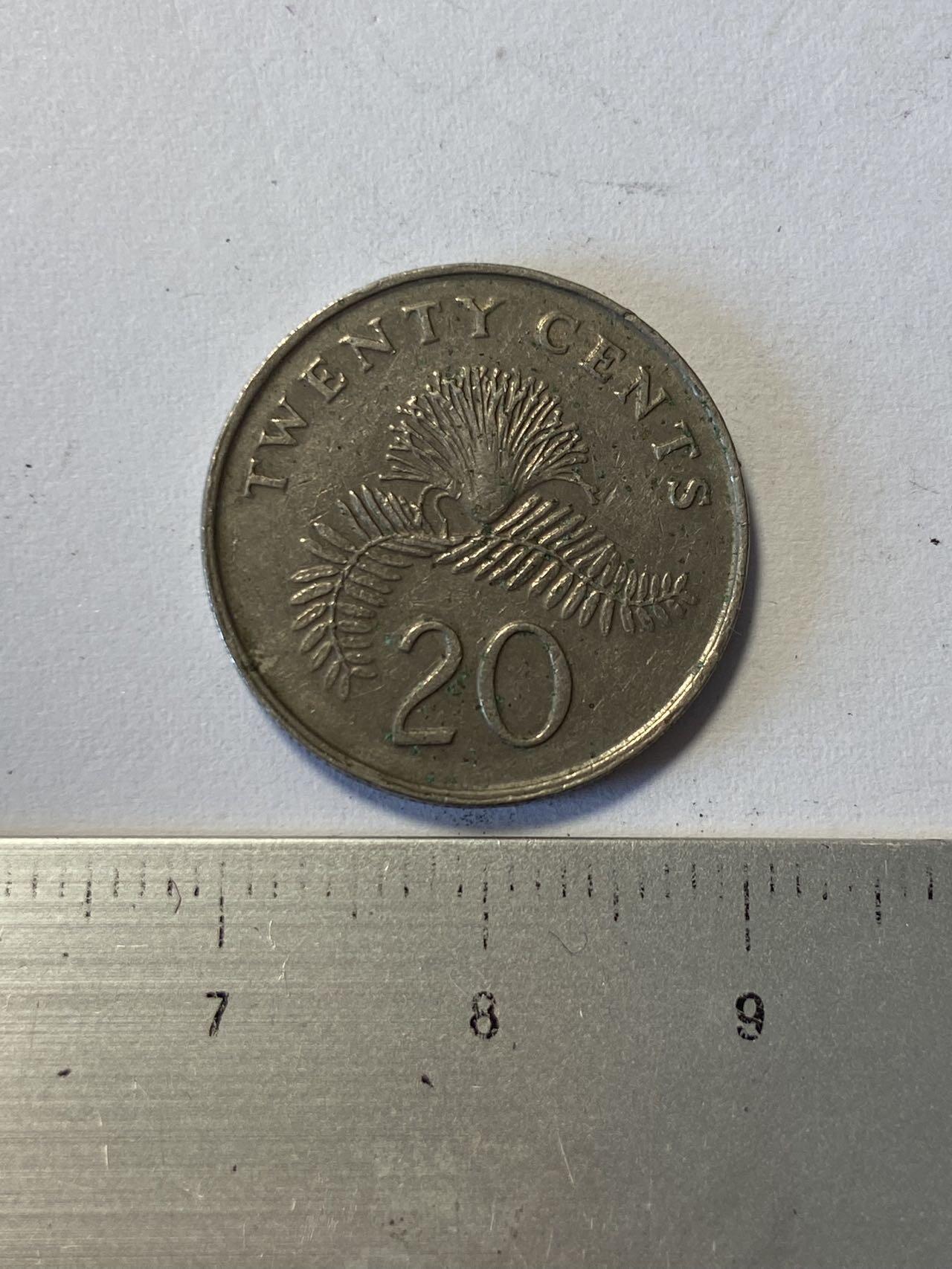 世界各国流通币纪念币等，第三期 1991年新加坡20分，旧品
