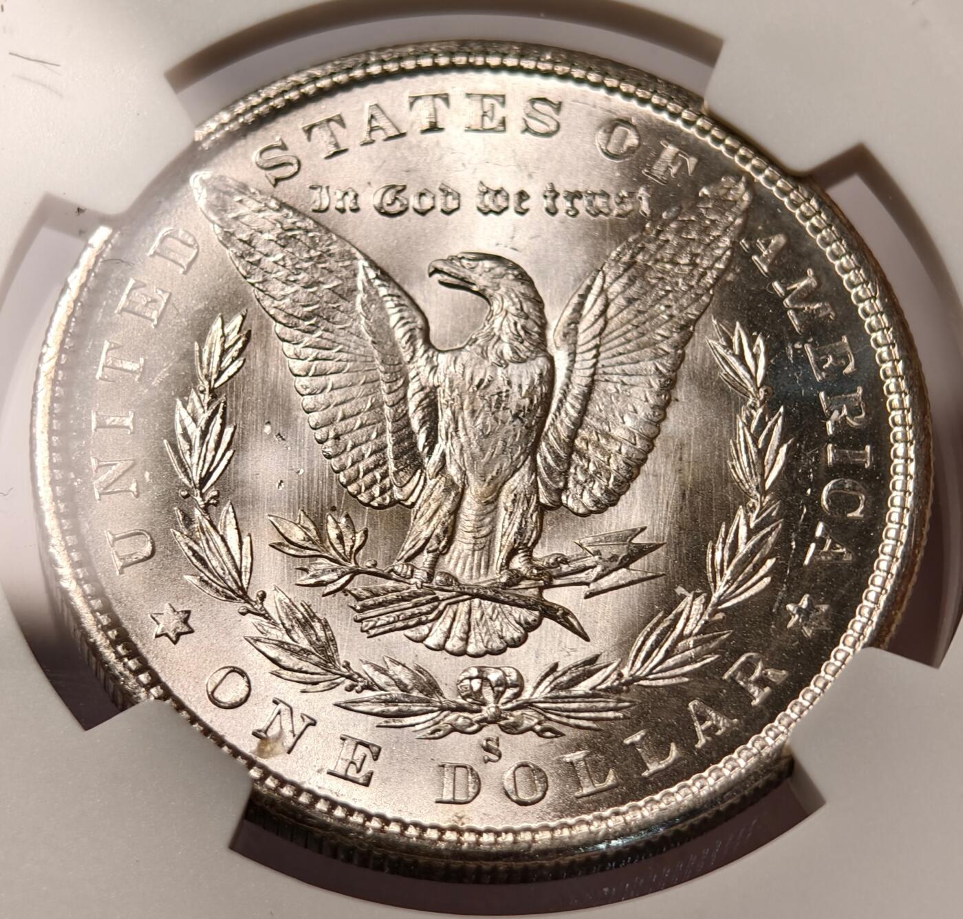 紫瑗钱币——第532期  美国 1880年 S版 摩根 大头妹 1美元 银币 NGC MS64