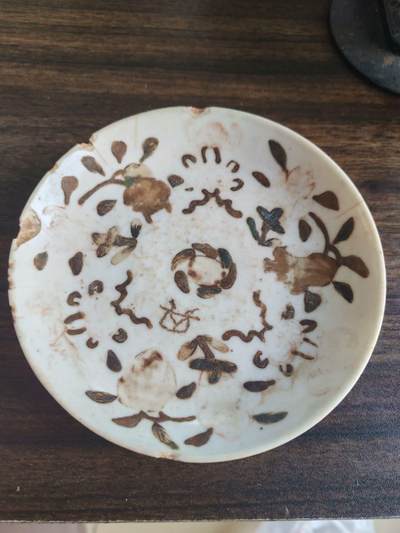 杂件，瓷器化石怪工艺品 - 清末瓷盘，带厂标