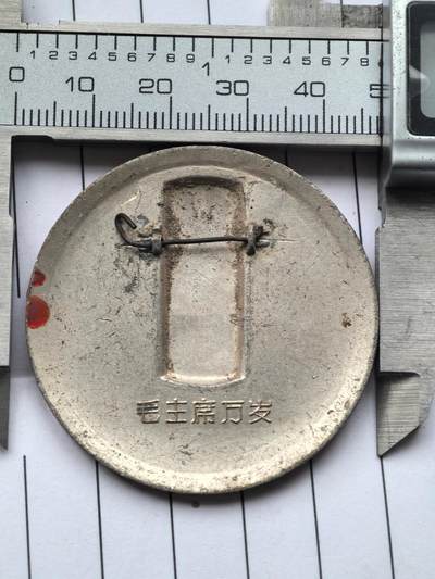 综合藏品场.喜欢出价就得！无套路无托.诚信惠友交友！自动快拍. 正面百万雄狮过长江.背面毛主席万岁.红色像章.铝材质.直径约45MM.保真包老.品自定.实图拍摄按图发货.红色像章收藏.