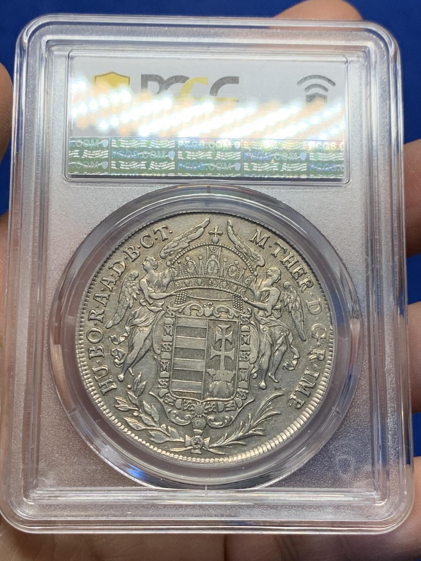 《竞宝斋》第365场 周日，周一 2场连拍 （全场包邮） PCGS AU53 匈牙利1778年圣母抱婴泰勒，克雷姆尼察造币厂，大奶妈早期圣母抱婴泰勒少见